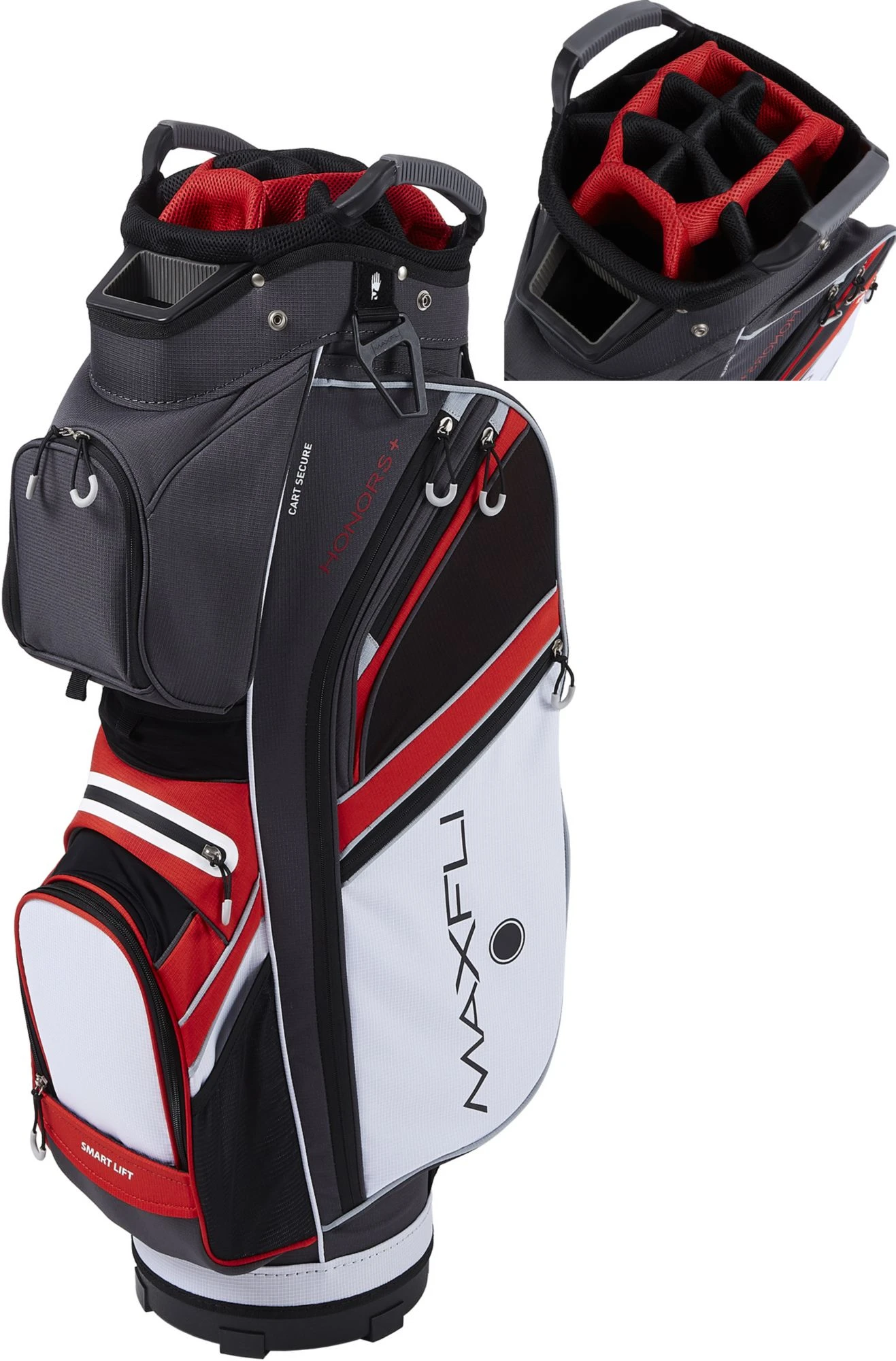 Discount - Maxfli 2019 Honors Plus Golf Cart Bag For Men Gray/white/red 3 Discount - Maxfli 2019 Honors Plus Golf Cart Bag For Men Gray/white/red